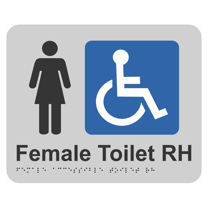 Braille Sign - Female Accessible Toilet RH