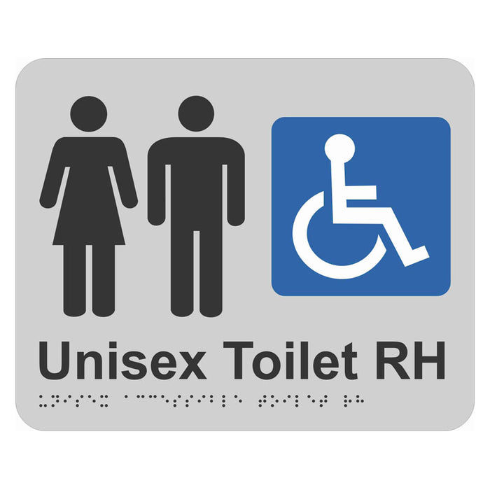 Braille Sign - Unisex Accessible Toilet RH