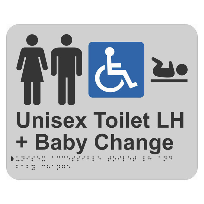 Braille Sign - Unisex Accessible Toilet LH & Baby Change