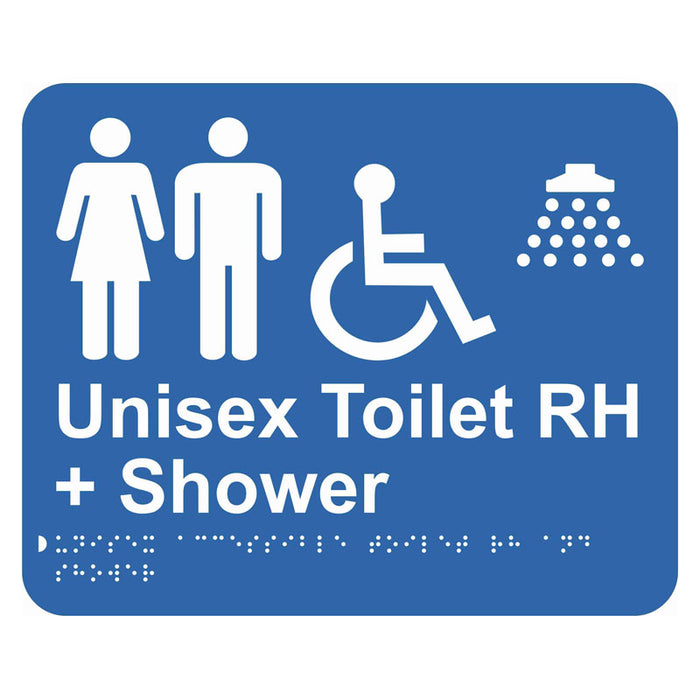 Braille Sign - Unisex Accessible Toilet RH & Shower