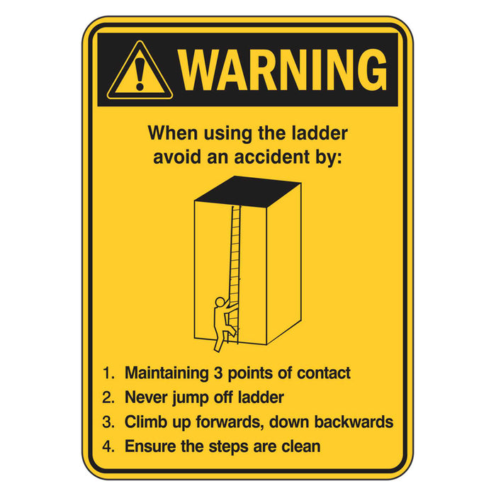 Warning Sign - When Using The Ladder