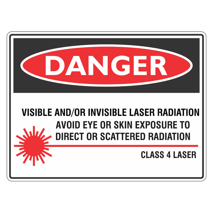 Danger Sign - Visible / Invisible Laser Radiation Avoid Eye or Skin Exposure