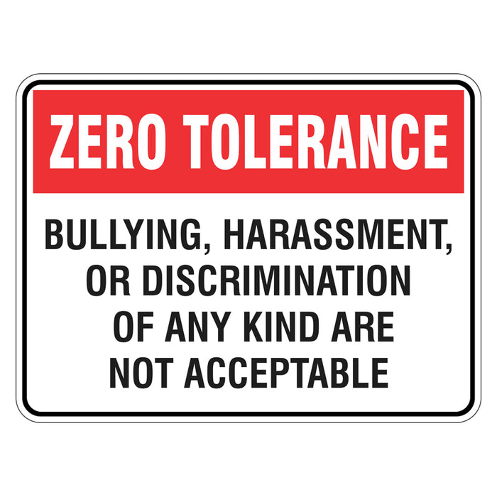 Bullying Not Acceptable Sign