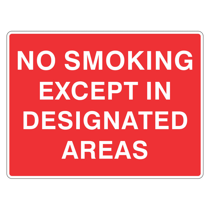 No Smoking Except In Designated Areas Sign