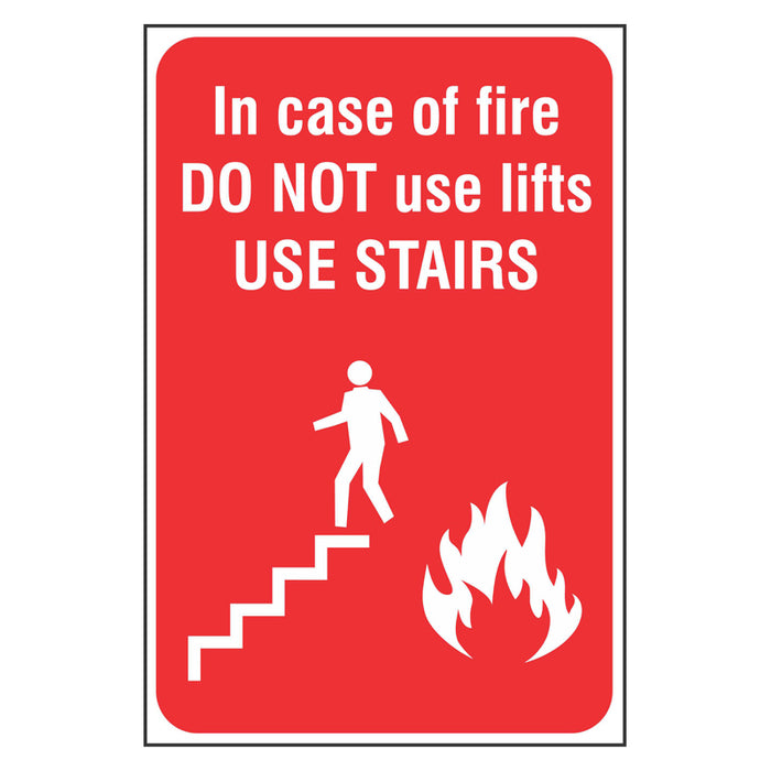 In Case Of Fire Sign - Do Not Use Lifts Use Stairs