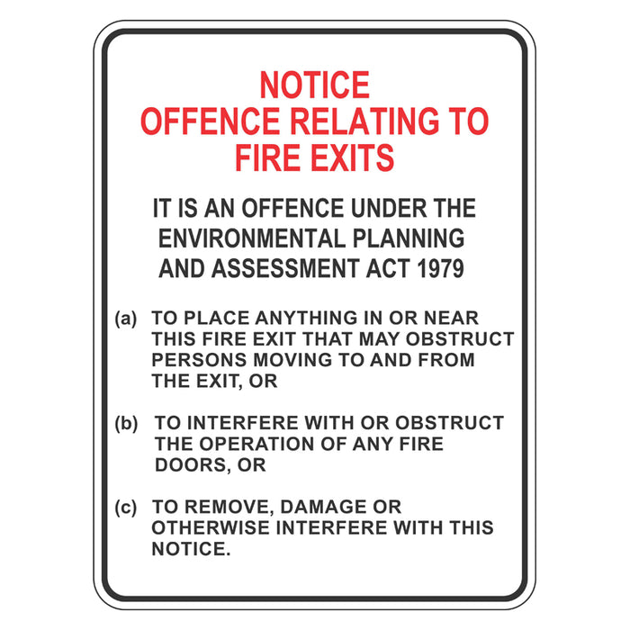 Fire Sign - Offences Relating to Fire Exits