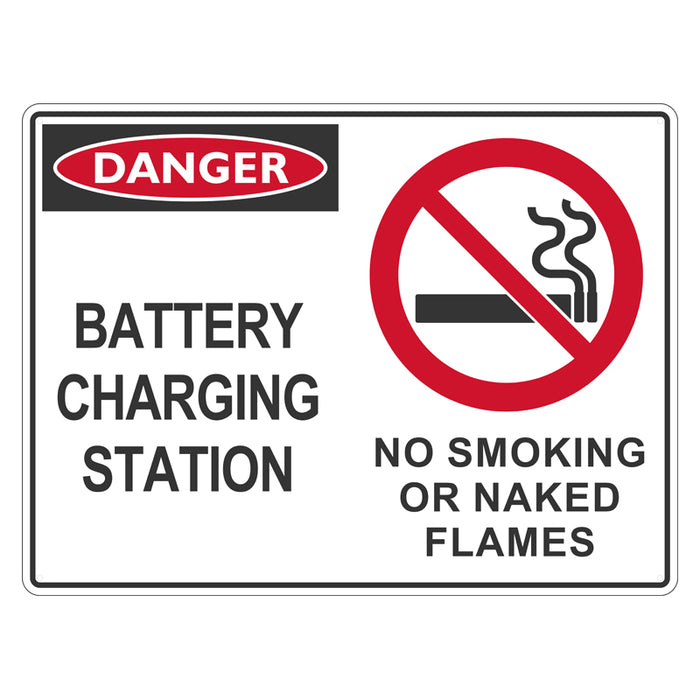 Danger Sign - Battery Charging Station - No Smoking