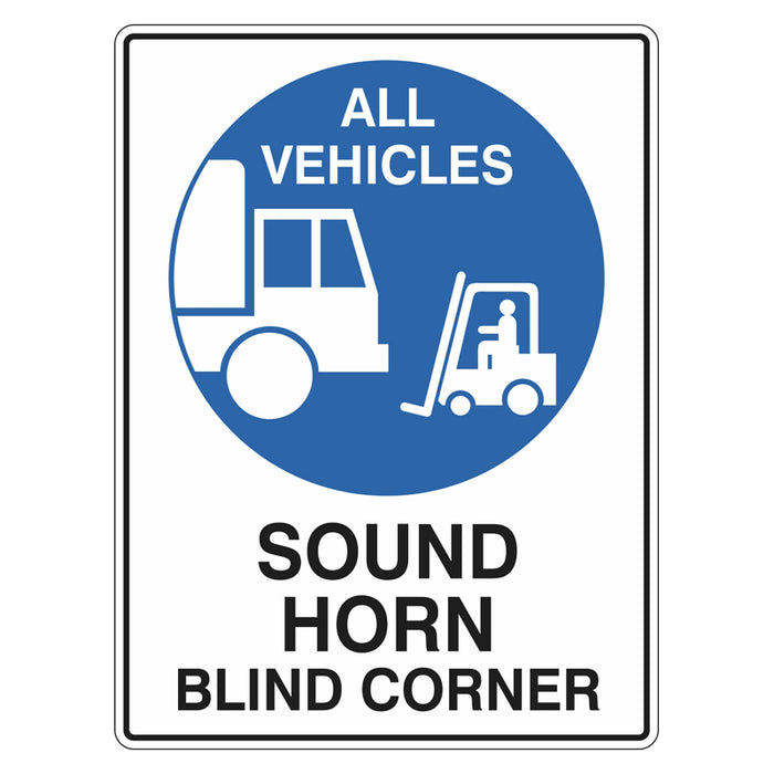 Mandatory Sign - All Vehicles Sound Horn Blind Corner