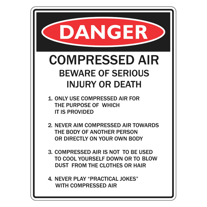 Danger Sign - Compressed Air  Beware Of Serious Injury