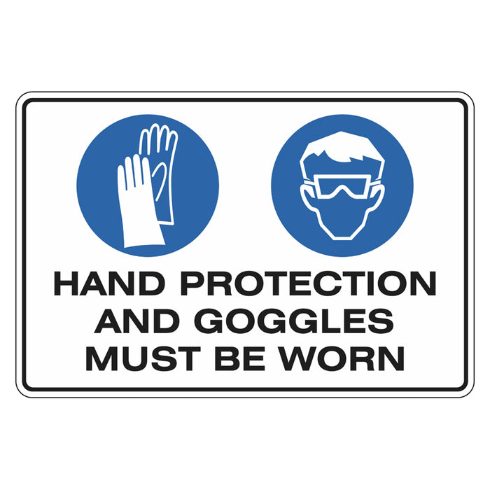 Mandatory Sign - Hand Protection And Goggles Must Be Worn