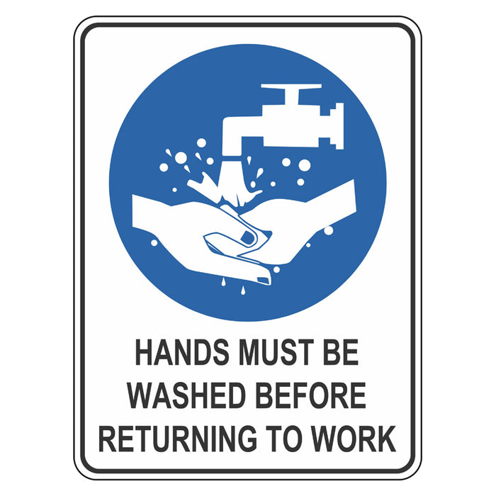 Mandatory Sign - Hands Must Be Washed Before Returning To Work