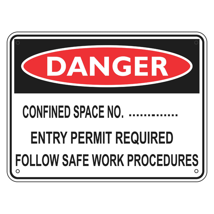 Danger Sign - Confined Space No. __ Entry Permit Required