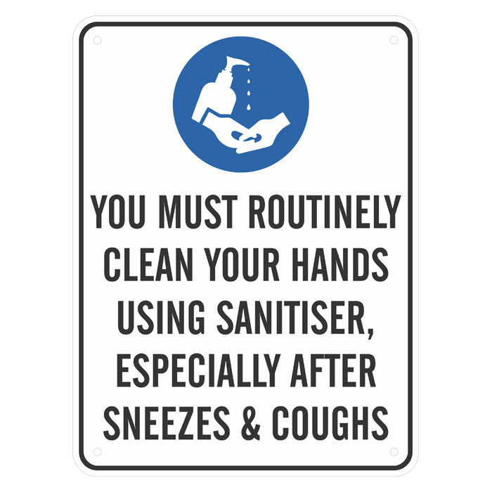 Mandatory Sign - You Must Routinely Clean Your Hands Using Sanitiser