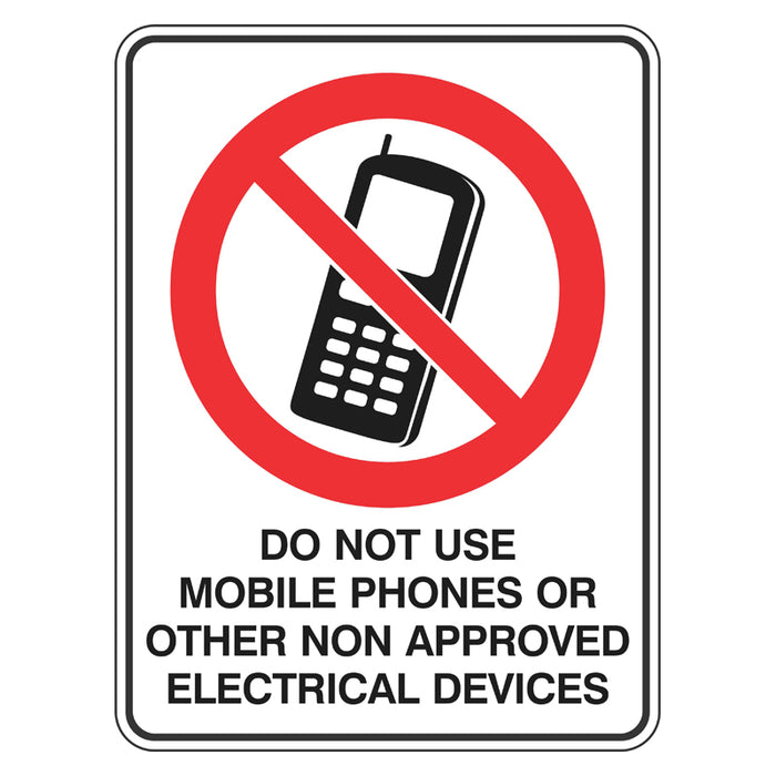 Prohibition Sign - Do Not Use Mobile Phones Or Other Electrical Devices