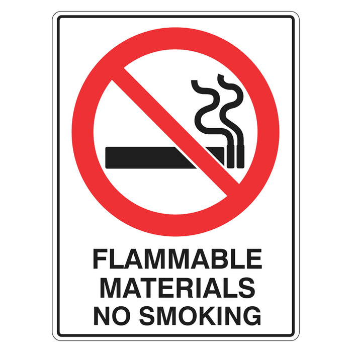 Prohibition Sign - Flammable Materials No Smoking