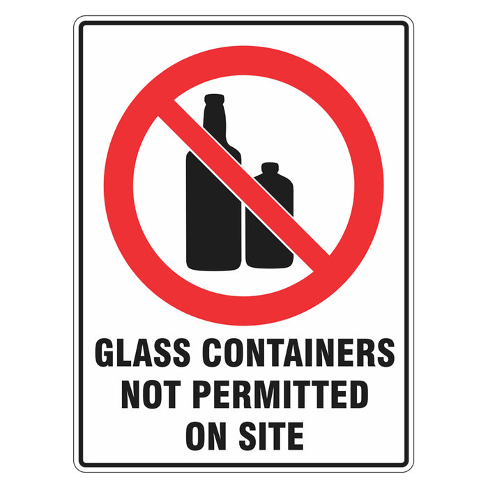 Prohibition Sign - Glass Containers Not Permitted On Site