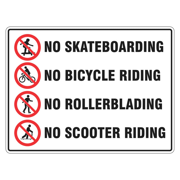 Prohibition Sign - No Skateboarding / Bicycles / Rollerblading / Scooters