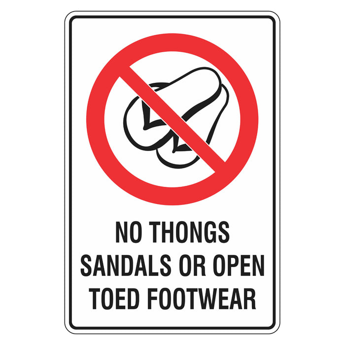 Prohibition Sign - No Thongs Sandals Or Open Toed Footwear