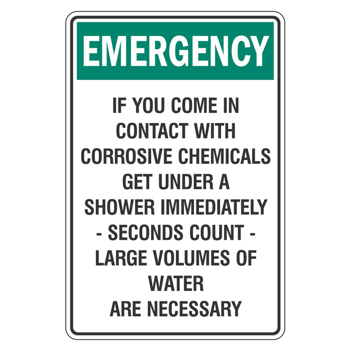 Emergency Sign - If You Come Into Contact With Corrosive Chemicals