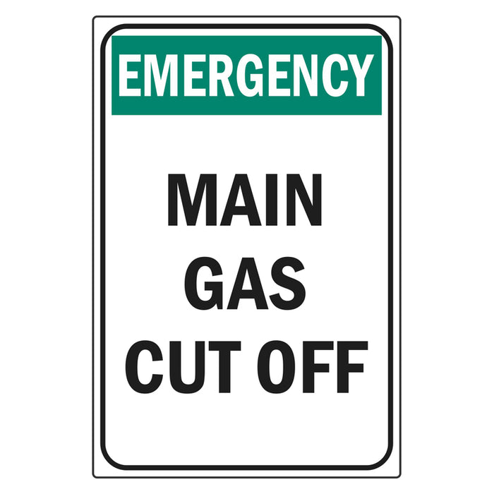 Emergency Sign - Main Gas Cut Off