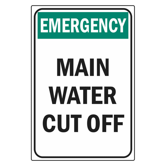 Emergency Sign - Main Water Cut Off