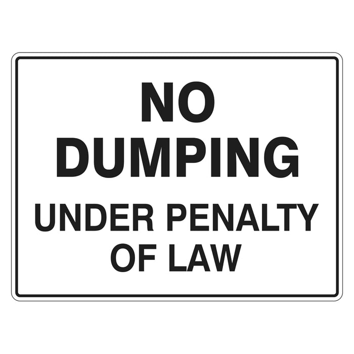 Car Park Sign - No Dumping Under Penalty Of Law