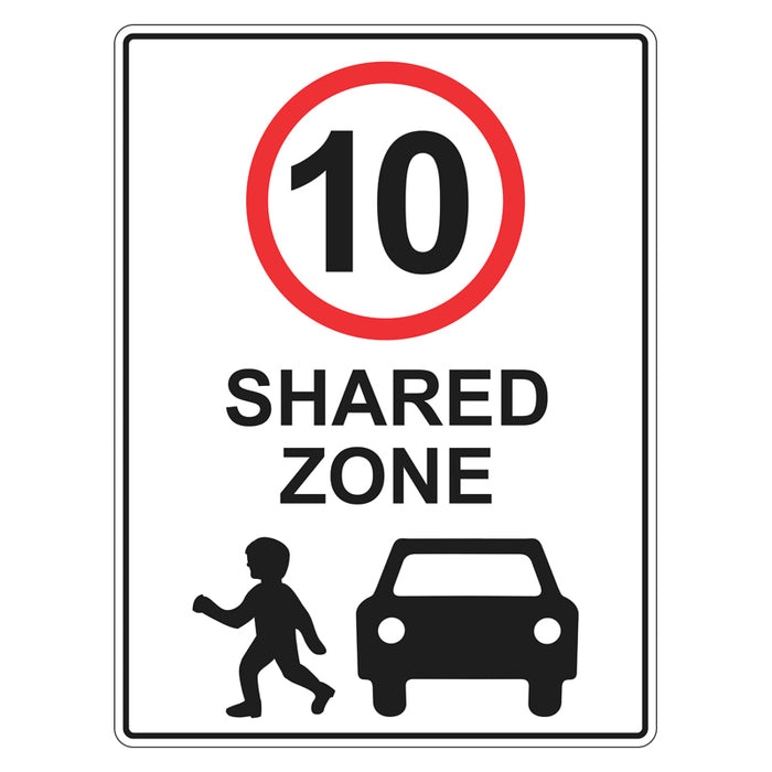 Speed Limit Sign - 10 km Shared Zone