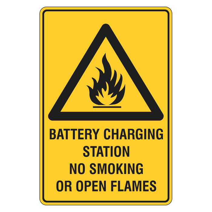 Warning Sign - Battery Charging Station No Smoking Or Open Flames