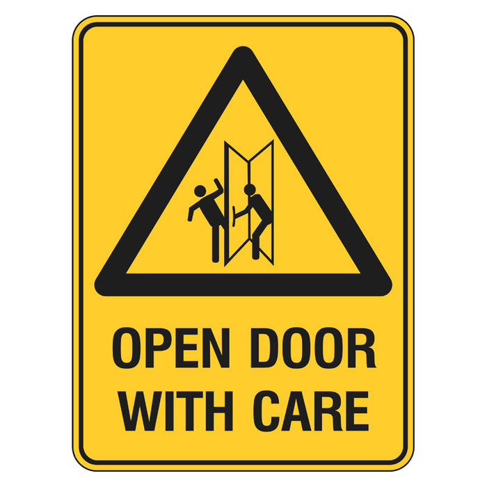 Warning Sign - Open Door With Care