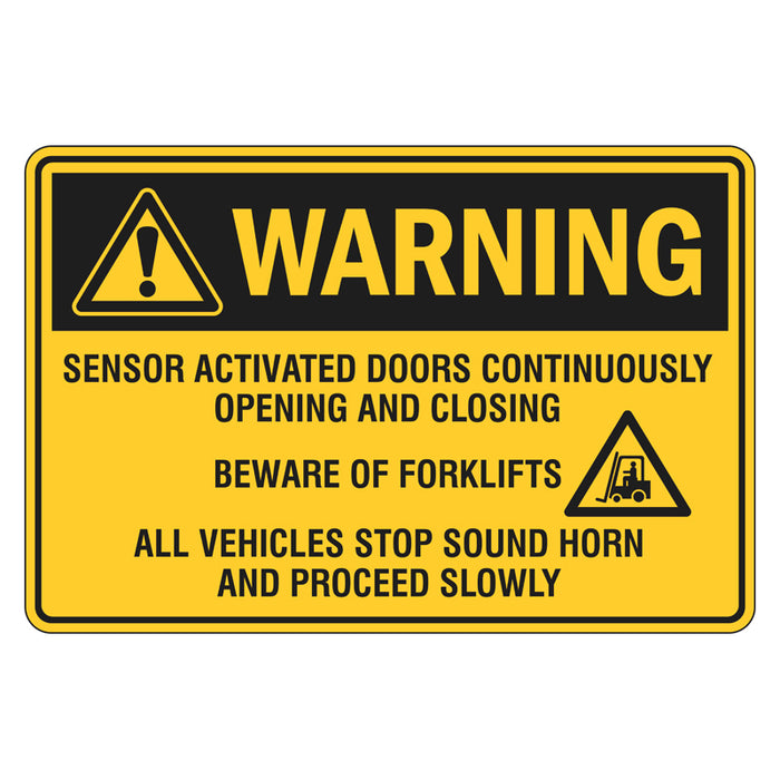 Warning Sign - Sensor Activated Doors Continuously Opening And Closing