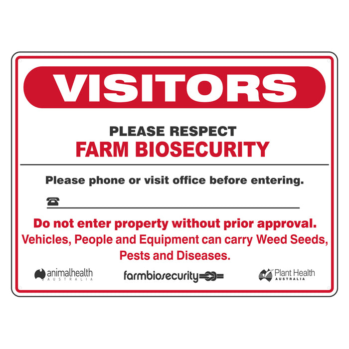 Biosecurity Sign - Visitors Please Respect Farm Biosecurity